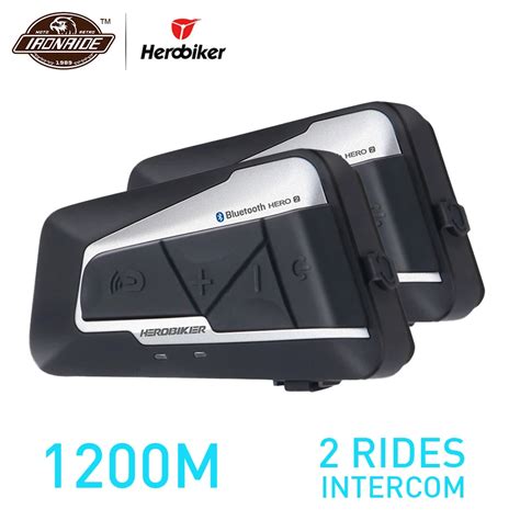 HEROBIKER 2 Sets 1200M BT Motorcycle Helmet Intercom Waterproof