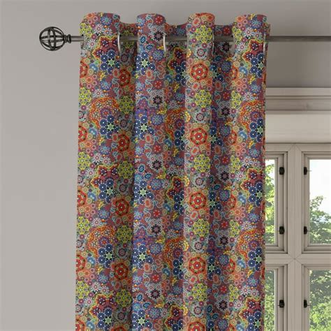 Ambesonne Paisley Grommet Curtain Single Panel Combined Nested Paisley