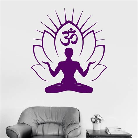 Vinyl Wall Decal Yoga Om Meditation Room Mantra Hindu Vedas Stickers M