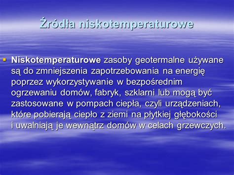 Energia Geotermalna Pompy Ciep A Ma E Elektrownie Wodne Ppt Pobierz