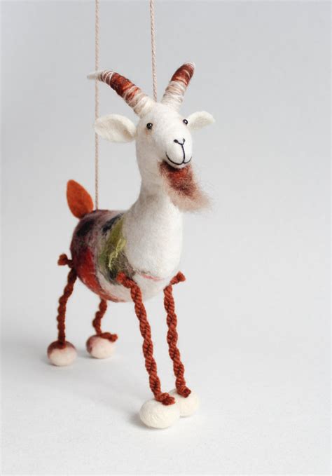 felt goat friedrich felted animal art toy marionette  etsy
