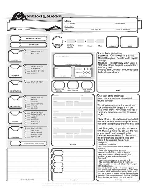 Alt 5e Character Sheet Monk Pdf