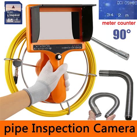 90 degree DVR Pipe Pipeline Inspection Camera,Drain sewer Industrial Endoscope Snake Video ...