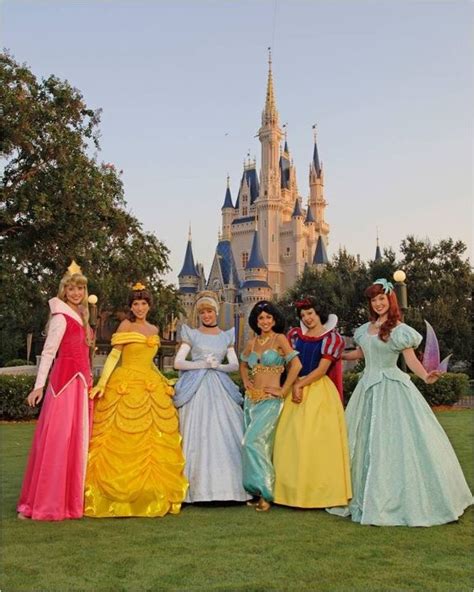 Disney Princesses In Front Of Cinderella Castle Disney Cosplay