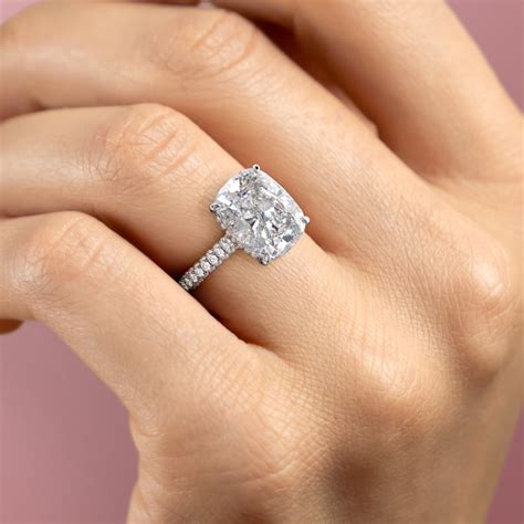 6ct Cushion Cut Engagement Ring 3d Pave Elongated Cushion Etsy