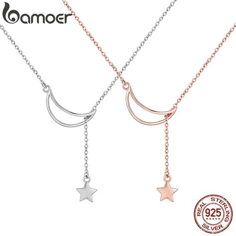 Bamoer Collar Minimalista Con Colgante De Luna Y Estrella Para Mujer