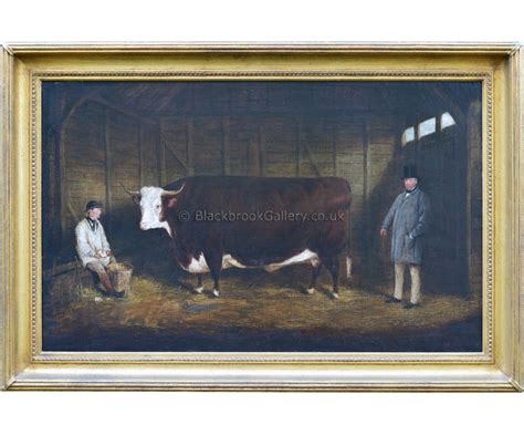 Antique Animal Painting Hereford Bull