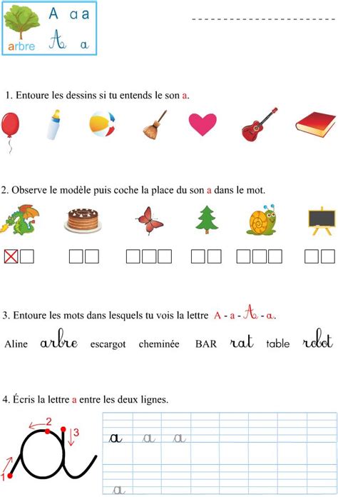 Fiche d exercices à imprimer le son a Apprendre à lire Activités