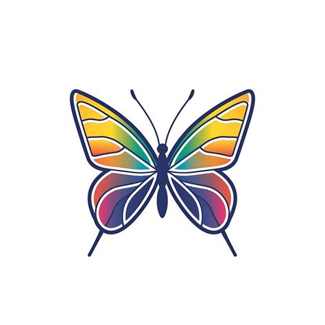 Premium Photo | Outline of Butterfly With a Rainbow Colored Body Navy ...