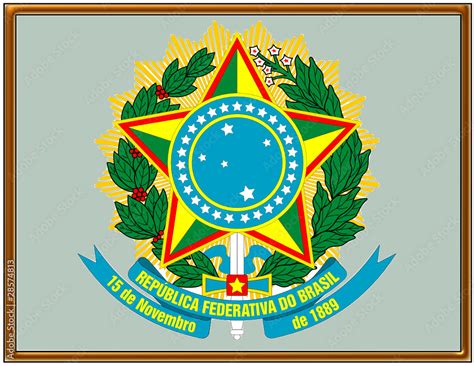 Brazil national emblem coat frame Stock Vector | Adobe Stock