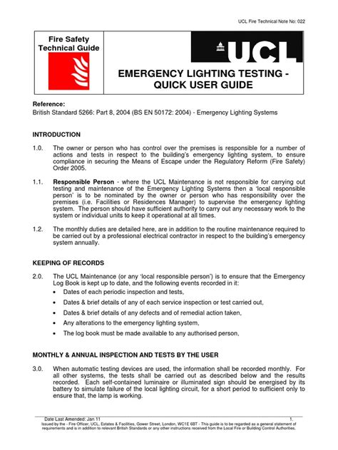 Emergency Lighting Testing | PDF