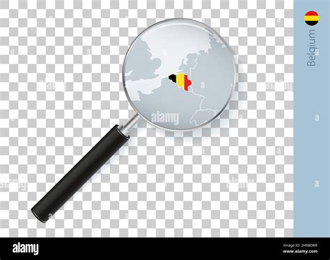 Belgische Landkarte Mit Flagge In Lupe Auf Transparentem Hintergrund