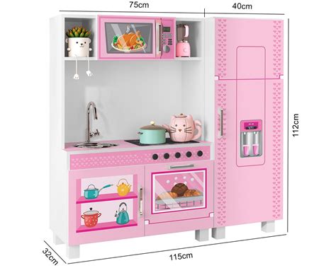 Cozinha Infantil Completa Charme De Brinquedo Em Mdf Rosa MadeiraMadeira