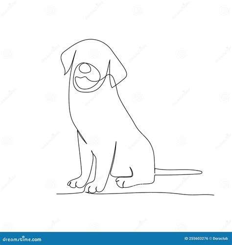 Continuous Line Drawing Of A Cute Dog Stock Vector Illustration Of