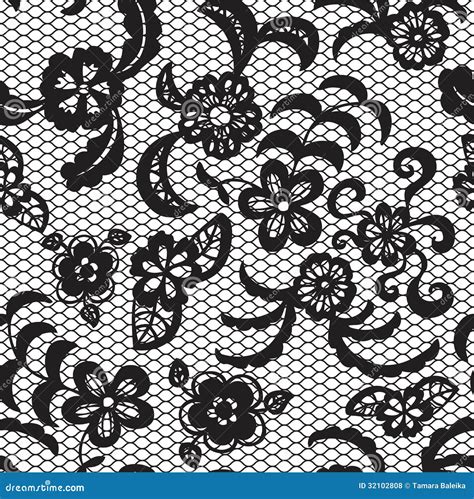 Lace Seamless Pattern With Flowers Stock Vector Illustration Of