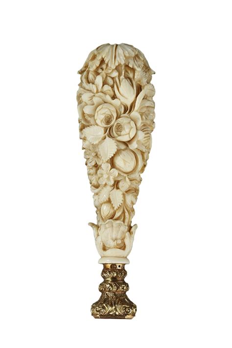 A Dieppe Ivory Desk Seal With Gold And Agate Ref69314