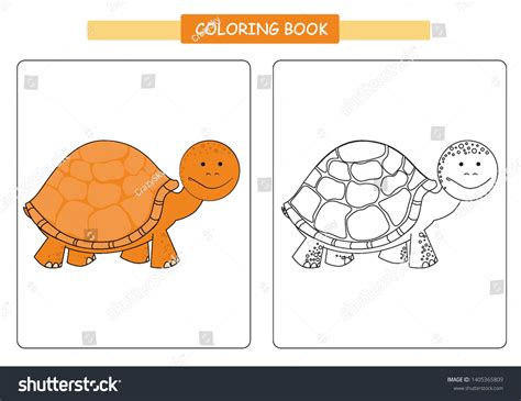 Coloring Book Kids Cute Cartoon Turtle Stock Vector (Royalty Free ...