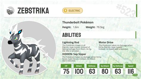 #523 Zebstrika - Pokecharms PokéDex