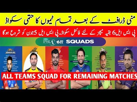 Psl All Teams Full Squad After Mini Draft Psl All Teams Final