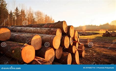 Group Of Log Trunks Pile Wooden Trunks Pine Logging Timber Wood