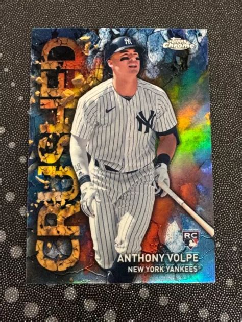 2023 TOPPS CHROME Update Anthony Volpe étui ÉCRASÉ Hit SSP RC New York