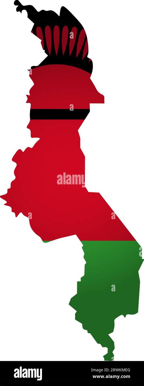 Illustration With National Flag With Simplified Shape Of Malawi Map