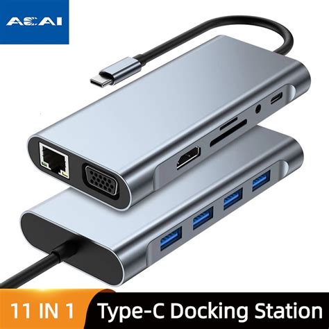 ACAI USB C Hub Adaptor Laptop Type C 11 In 1 RJ45 Connector VGA Cable