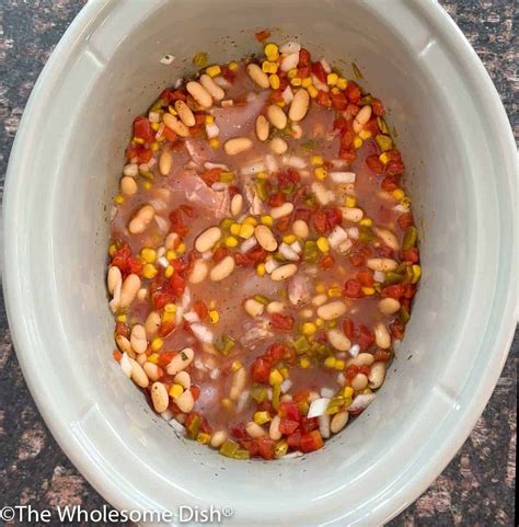 Crock Pot Ranch White Chicken Chili The Wholesome Dish