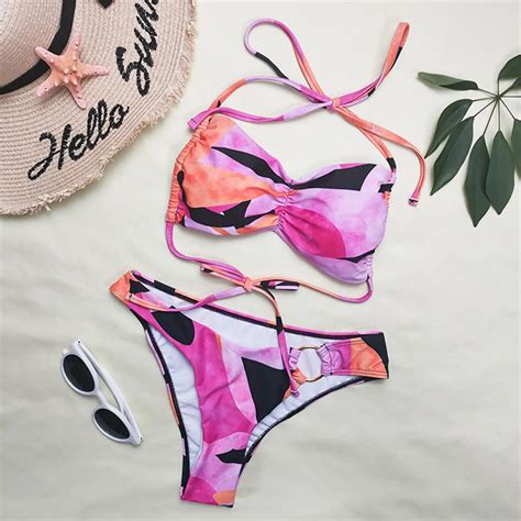 Aesthetic Sexy Halter Strings Bikini Set Women High Waisted Thongs