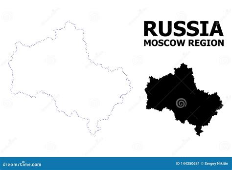 Vector Contour Dotted Map Of Moscow Region With Caption Stock Vector