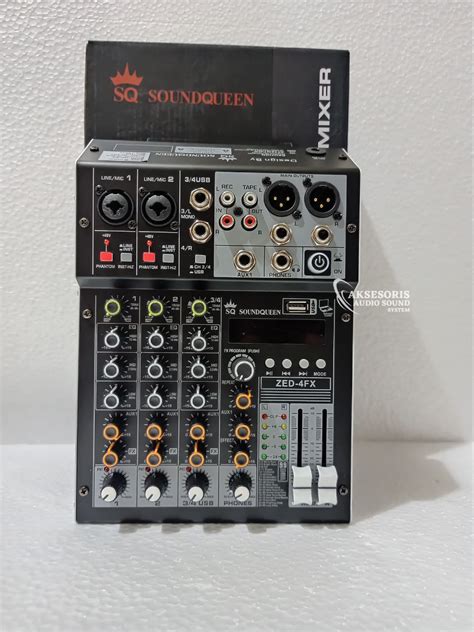 Mixer Soundqueen ZED 4FX 4 Chanel Efek Digital Reverb 99Dsp USB