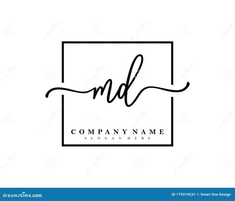 Md Initial Handwriting With Square Frame Stock Vector Illustration Of Abstract Couple 179319531