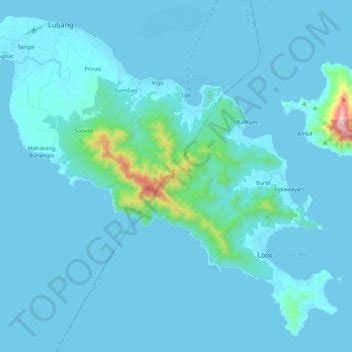 Lubang Island topographic map, elevation, terrain