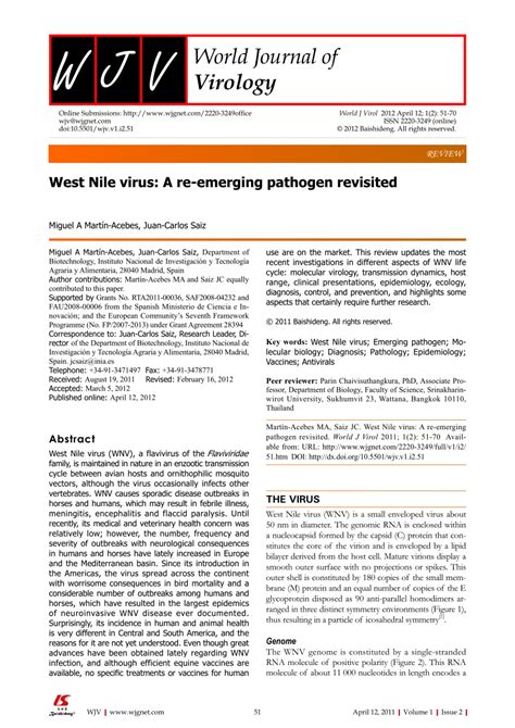 Pdf West Nile Virus A Re Emerging Pathogen Revisited