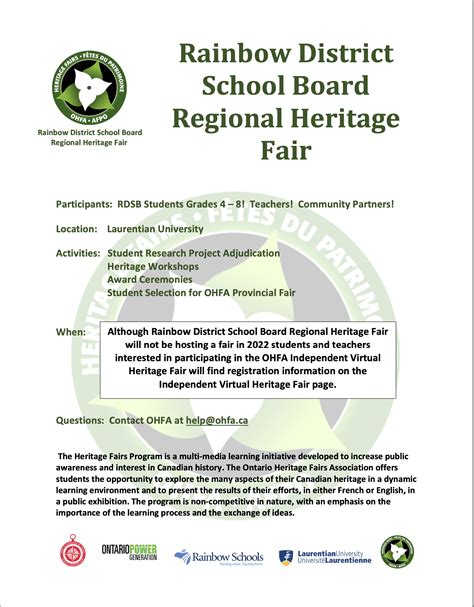 Rainbow District School Board Regional Fair – Ontario Heritage Fairs