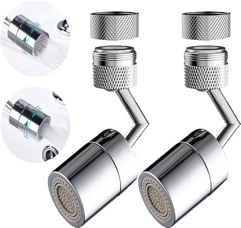 2 Pack 720 Degree Swivel Faucet Aerator Large Angle Rotating Splash