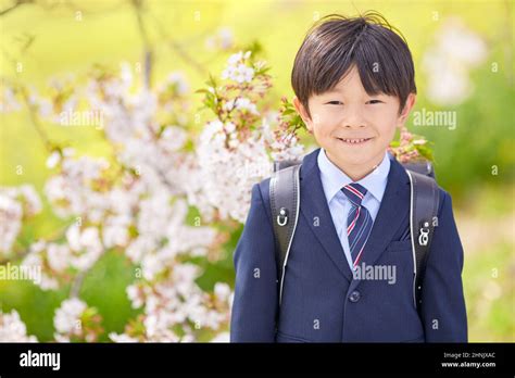 Smiling Japanese Elementary School Boy Stock Photo Alamy