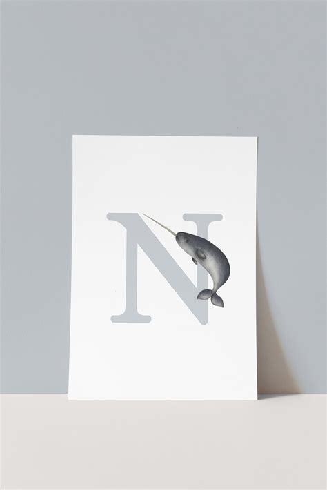 N Is For Narwhal Gicl E Print Etsy