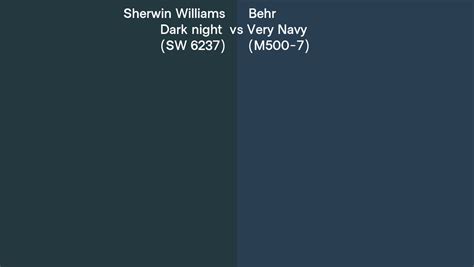 Sherwin Williams Dark Night Sw Vs Behr Very Navy M Side