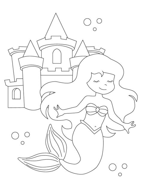 Dibujo De Sirena Y Castillos Para Colorear Imprimir E Dibujar