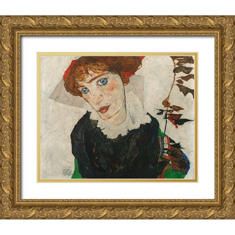 Schiele Egon X Gold Ornate Wood Framed With Double Matting Museum