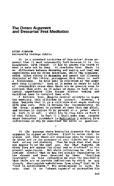 dream argument  descartes  meditation