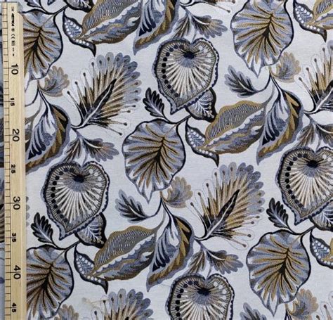 Tissu Jacquard imprimé Feuillage Ameublement Mercerie Durand en