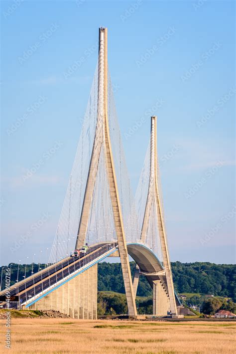 Oudalle France June 10 2021 General View Of The Normandy Bridge A