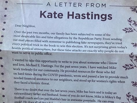 This Is Not Me Hastings Ex Wife Disputes Campaign Letter