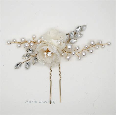 Gold Bridal Headpieces Silk Flowers Hair Clips Rhinestone - Etsy