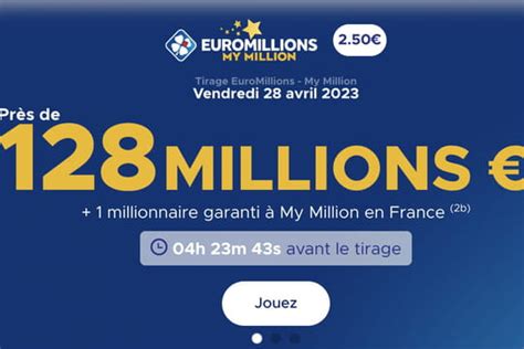 Résultat de l Euromillions FDJ le tirage du vendredi 28 avril 2023