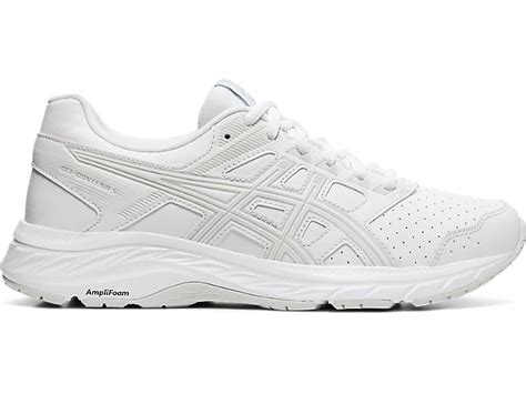 Womens Gel Contend 5 Synthetic Leather D Wide Whiteglacier Grey Training And Gym Asics