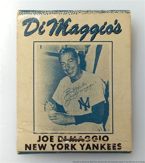 Vintage Joe Dimaggio Autograph Signed Matchbook W Handwritten