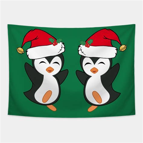 Cute Christmas Penguins Christmas Penguin Tapestry Teepublic